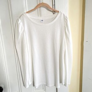 Old Navy Women’s Sheer Scoop Neck Puff Sleeve Sweater - White XL